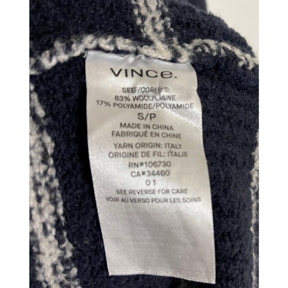 Vince S Cardigan Sweater Oversized Blue Striped Soft Wool Boyfriend Fit Chunky - Picture 5 of 6